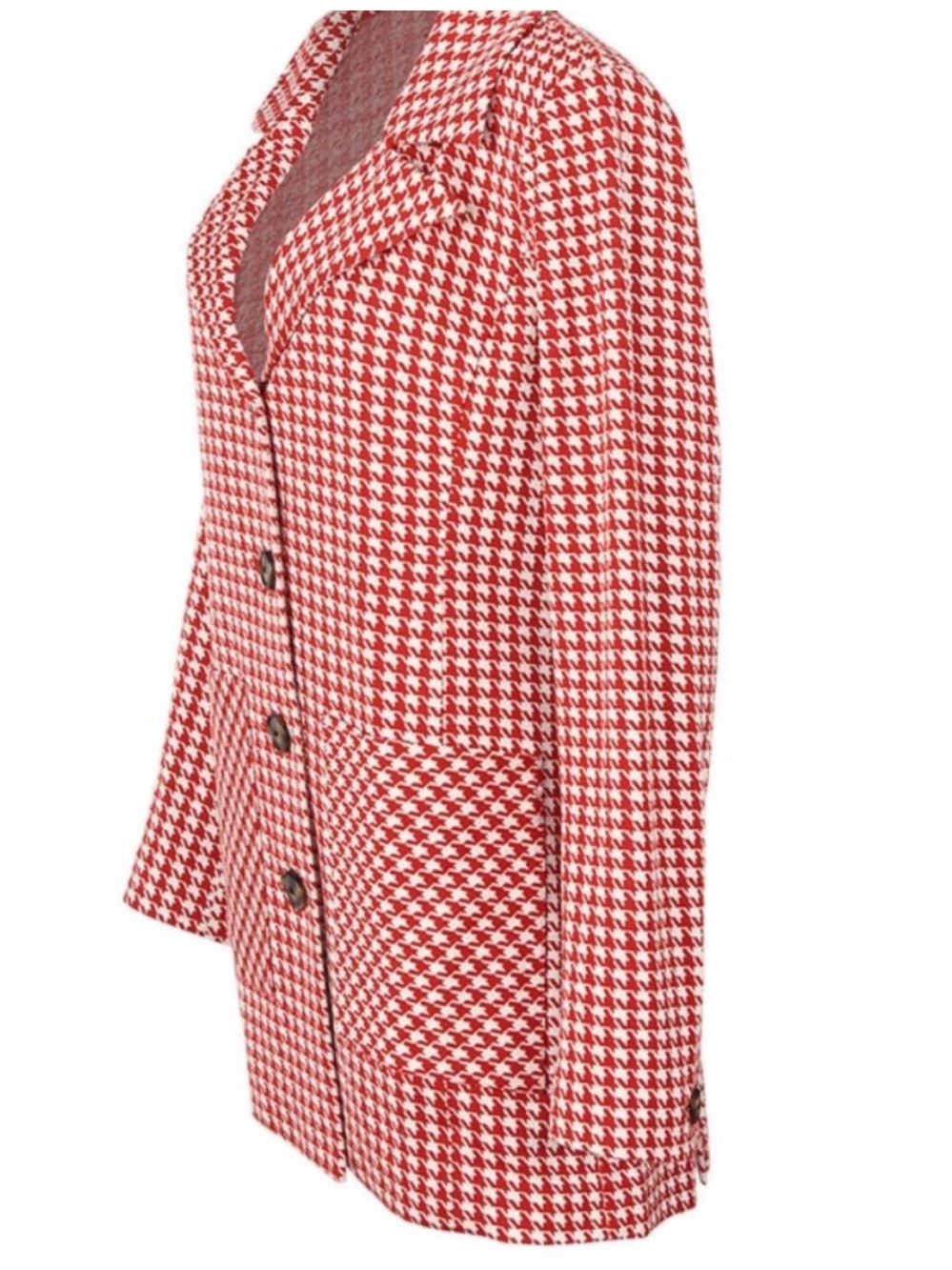 CABI STYLE# 4249 Red & White Houndstooth Jacket - Size L - NWOT! - Picture 2 of 11